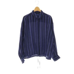 25SS キュプラストライプシャツ F ネイビー ダークネイビー /DO OS
