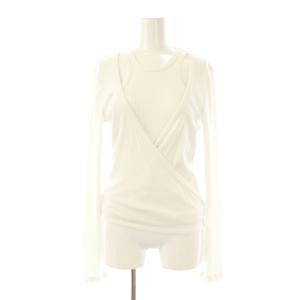 Rib Jersey Wrap Blouse カットソー リブ 長袖 36 ホワイト /HK OS