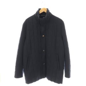 キルティングジャケット ウール 48R ネイビー スタンドカラー