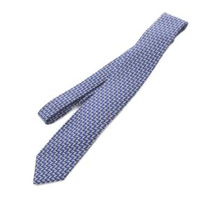 HERMES 総柄 ネクタイ シルク 紺 ネイビー 青 ブルー /SR OH