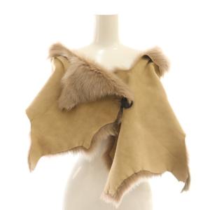 ムートン ケープ 羊革 ベージュ /HK OS