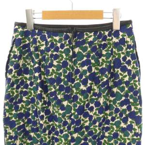 TOMORROWLAND collection ローズジャカード Iラインミディスカート ロング 36 グリーン ブルー /HK OS