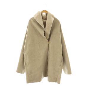 ネイビー NAVY ムートンコート フェイク ジップアップ F ベージュ /HK OS