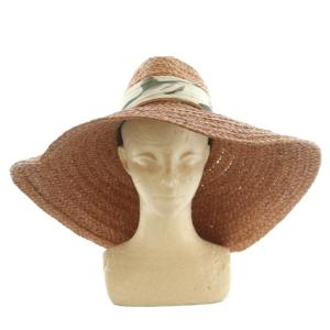 HELEN KAMINSKI ラフィアハット 帽子 つば広 リボン OS ウッドローズ /MI OS