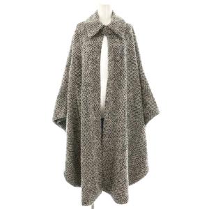 ビッグカラーケープコート ロング F ホワイト ブラック /HK OS