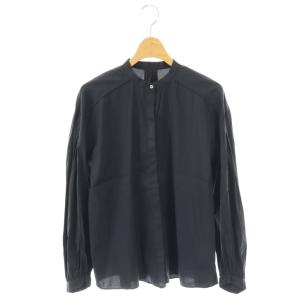 24SS ストレッチブロード ピンタックスリーブブラウス 長袖 36 ブラック /HK OS