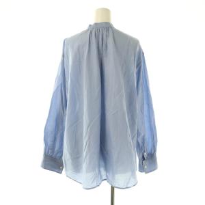 Spick&Span 25SS コットンシルクギャザーシャツ 長袖 サックスブルー /DO OS