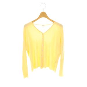 11185 シルクカーディガン ニット Vネック 42 イエローベージュ /ES OS