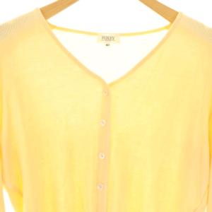 FOXEY BOUTIQUE 11185 シルクカーディガン ニット Vネック 42 イエローベージュ /ES OS