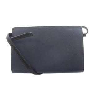 FURLA レザー LIKE クロスボディ ショルダーバッグ ロゴ 紺 ネイビー 赤 レッド /SR