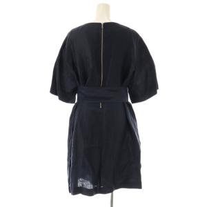 ADORE リネン半袖ワンピースチュニック 36 ネイビー /DO OS