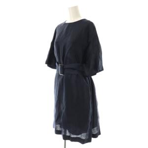 ADORE リネン半袖ワンピースチュニック 36 ネイビー /DO OS