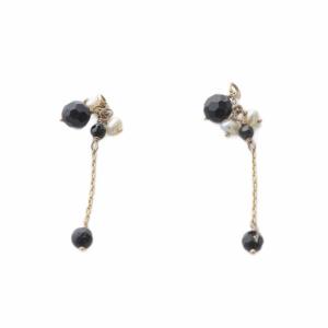 オニキス パール ピアスチャーム 黒 ブラック ゴールド色 /SR