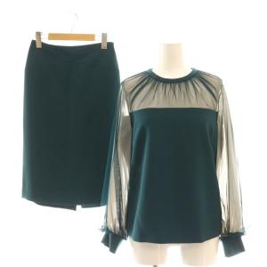 ダブルクロス ブラウス スカート セットアップ 上下 40 38 緑 グリーン /AT OS