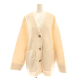 シャギージャケット ノーカラーコート ミドル F アイボリー /AT OS