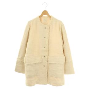 GIOLICA ツィードジャケット ノーカラー ホワイト /HK OS