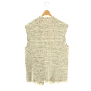 JOURNAL STANDARD L'ESSAGE ツイードベスト 前開き ホワイト ブラック /HK OS