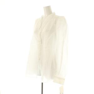 IENA コットンシュリンクフリルブラウス 長袖 F 白 ホワイト /AT OS