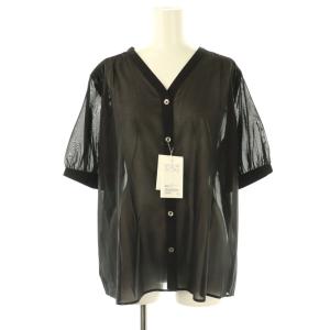 UWCS シアーVネックショートスリーブブラウス 38 ブラック /DO OS