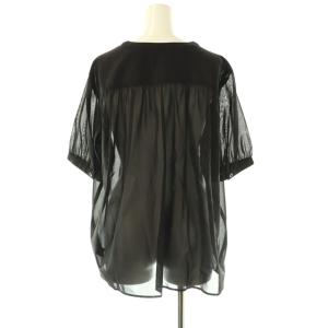 UNITED ARROWS UWCS シアーVネックショートスリーブブラウス 38 ブラック /DO OS