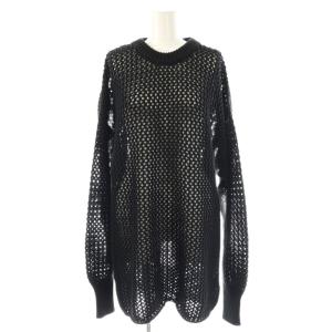 リリヤーンメッシュ ニットプルオーバー セーター チュニック丈 ブラック /ES OS