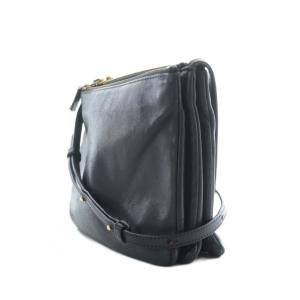 CELINE トリオ ラージ ショルダーバッグ ポシェット レザー 本革 黒 ブラック 171453 SH /RI OS