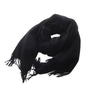 ストール マフラー 大判 カシミヤ フリンジ ブラック