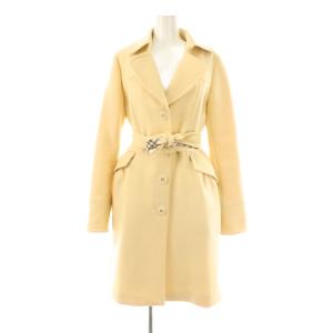 ウール ロングコート 裏地チェック 40 アイボリー