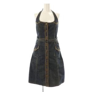 デニム ホルターネック ワンピース 膝丈 36 ネイビー /HK OS