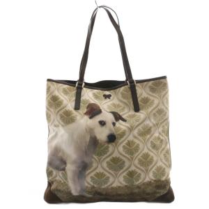 トートバッグ ジャック・ラッセル・テリア 犬 転写 白 ホワイト カーキ /SS OS