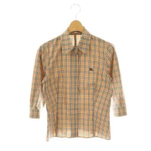 チェック 七分袖 シャツ スリム 40 ベージュ マルチカラー /ES OS