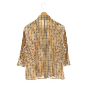 BURBERRY BLUE LABEL チェック 七分袖 シャツ スリム 40 ベージュ マルチカラー /ES OS