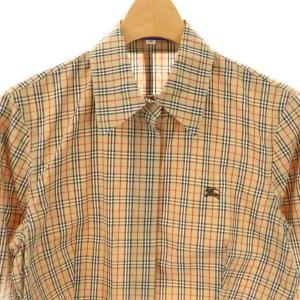 BURBERRY BLUE LABEL チェック 七分袖 シャツ スリム 40 ベージュ マルチカラー /ES OS