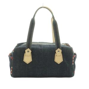 BURBERRY BLUE LABEL ミニ ボストンバッグ ハンドバッグ デニム ネイビー 紺 /MI OS