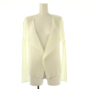 イッセイミヤケ プリーツノーカラーカーディガン ジャケット 3 ホワイト /ES OS