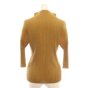 PLEATS PLEASE ISSEY MIYAKE イッセイミヤケ 七分袖ハイネックプリーツカットソー 3 キャメル /DF OS