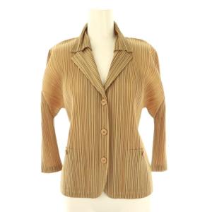 イッセイミヤケ プリーツカーディガンジャケット 3 ベージュ /DF OS