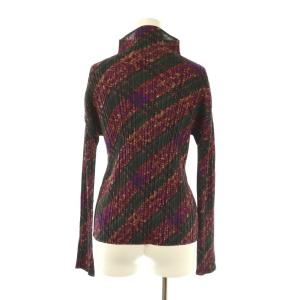 PLEATS PLEASE ISSEY MIYAKE イッセイミヤケ チェック柄プリーツハイネックカットソー 長袖 3 マルチカラー /DF OS