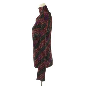 PLEATS PLEASE ISSEY MIYAKE イッセイミヤケ チェック柄プリーツハイネックカットソー 長袖 3 マルチカラー /DF OS