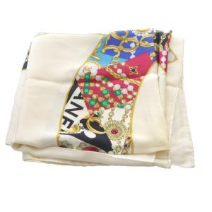 CHANEL ジュエリーココマーク スカーフ アイボリー /SR OH