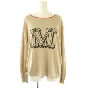 白タグ シルク リネン混 ロゴ ニット プルオーバー M ベージュ /DF OS