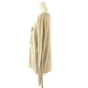 Max Mara 白タグ シルク リネン混 ロゴ ニット プルオーバー M ベージュ /DF OS