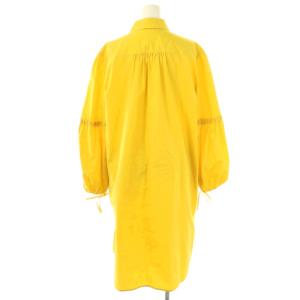 Max Mara 白タグ 長袖 スキッパー ワンピース ロング 40 イエロー /HK OS