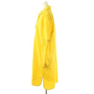 Max Mara 白タグ 長袖 スキッパー ワンピース ロング 40 イエロー /HK OS