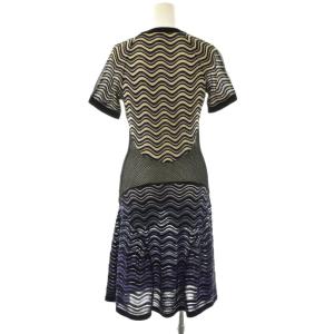 M MISSONI 半袖 ニットワンピース ミモレ ロング ラメ 42 黒 ブラック マルチカラー /AT OS