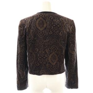 VALENTINO GARAVANI セットアップ 上下 ベロア ジャケット ノーカラー スカート ロング タイト 10/44 紺 ベージュ