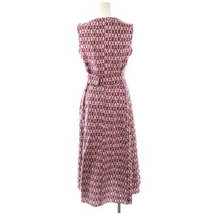S Max Mara 総柄 ノースリーブワンピース ロング 36 パープル ベージュ /DF OS