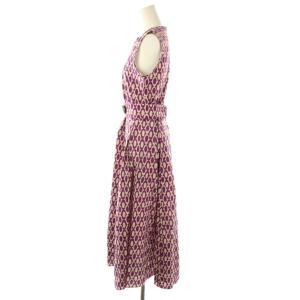 S Max Mara 総柄 ノースリーブワンピース ロング 36 パープル ベージュ /DF OS