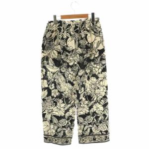 S Max Mara 花柄 コットンパンツ ワイド 40 ブラック /HK OS