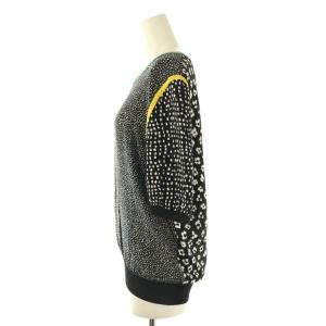 Max Mara 白タグ ドット 花柄 切替 半袖ニット プルオーバー M ブラック マルチカラー /DF OS